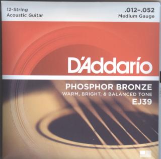 D'Addario EJ39 12-String Phosphor Bronze, Medium, 12-52