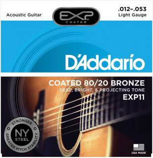 D'Addario EXP11 Coated 80/20 Bronze, Light, 12-53