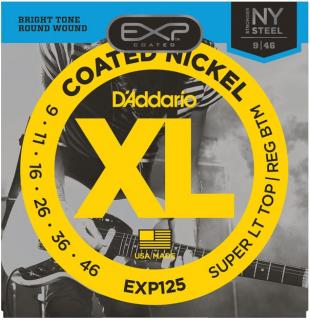D'Addario EXP125 Coated Nickel Wound, Super Light Top/Regular Bottom, 9-46