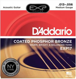 D'Addario EXP17 Coated Phosphor Acoustic Guitar, Medium, 13-56