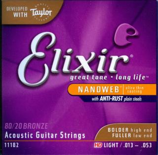 Elixir 11182 – Bronze 80/20 NANOWEB – HD Light (.013 - .053)