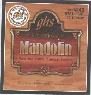 GHS Professional - A240 - Mandolin String Set, Loop End, Phosphor Bronze, Ultra Light, .009-.032
