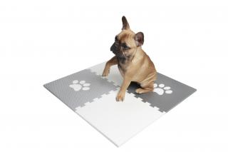 Podložka pro psy - 4 podlahové díly Puzzle s bílou tlapkou
