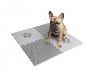 Podložka pro psy - 4 podlahové díly Puzzle s šedou tlapkou