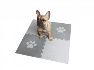 Podložka pro psy - 4 podlahové díly Puzzle se světle šedou tlapkou