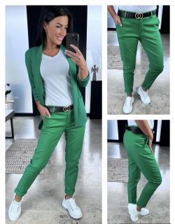 Kalhoty zelené s páskem ELEGANT Veliskost: M