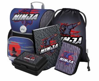 BAAGL SET 5 Ergo Ninja: aktovka, penál, sáček, desky, box