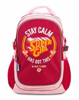 Baagl Školní batoh s pončem Supergirl – STAY CALM
