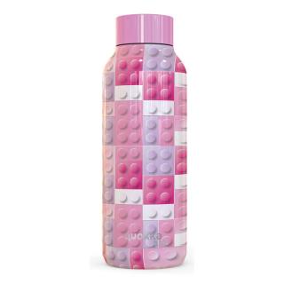 Quokka Nerezová láhev Solid Kids 510 ml - pink bricks