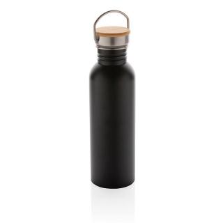 XD Design Nerezová láhev s bambusovým víčkem, 710 ml černá