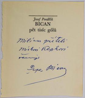 Autogram Pepi Bican, věnování