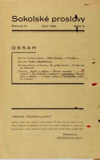 Brožura Sokolské proslovy, Únor 1934, sešit 9