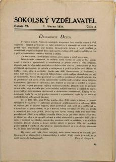 Brožura Sokolský vzdělavatel, Březen 1934, č. 3