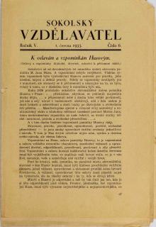 Brožura Sokolský vzdělavatel, Červen 1933, č. 6