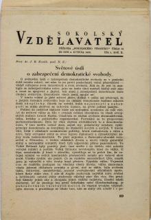 Brožura Sokolský vzdělavatel, Květen 1938, č. 18