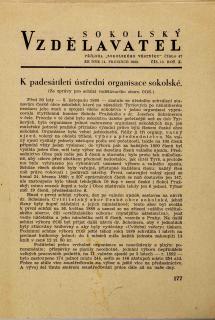 Brožura Sokolský vzdělavatel, Prosinec 1938, č. 10