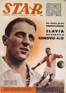 Časopis STAR,  Vlasta Kopecký, Slavia rozdrtila Genovu 4:0, Č. 31 (646), 1938