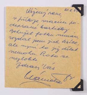 CELISTVOST - vložen dopis Františka Pláničky, 1973