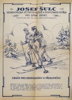 Ceník dětských vozíků a sportovních potřeb pro zimní sport, J.Šulc, 1933