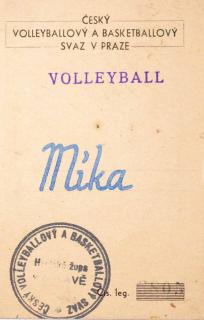 Členská legitimace, Volleyball, Míka, 1942