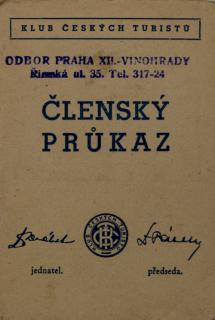 Členský průkaz , Klub Českých turistů, 1946