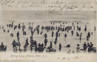 Dobová pohlednice, Bathing scene, Asbury Park, NJ, 1905