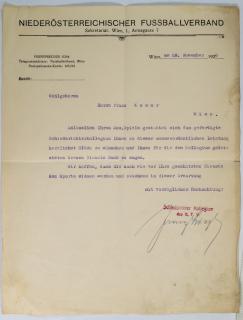 Dokument, Niederosterreichisecher Fussballverband, 1920