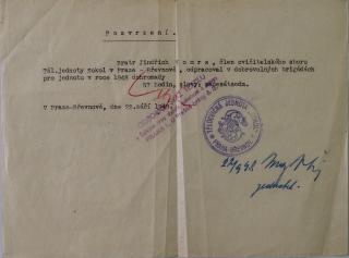 Dokument SOKOL, Oznámení o dobrovolné brigádě, 1948 II
