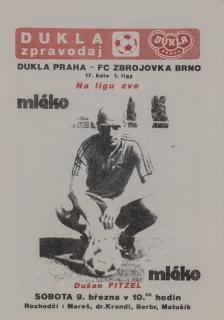 Dukla ZPRAVODAJ, FC Dukla Praha v. FC Zbrojovka Brno, 1991