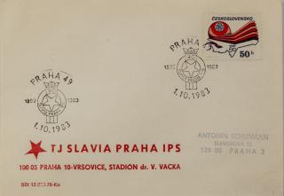 FDC , 90 let TJ SLAVIA PRAHA, 1983