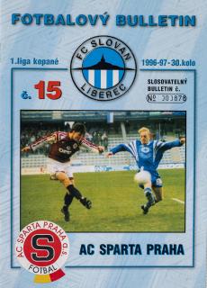 Fotbalový bulletin Liberec vs. Sparta Praha, 1997