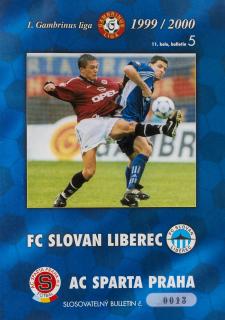 Fotbalový bulletin Liberec vs. Sparta Praha, 1999
