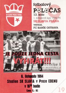 Fotbalový POLOČAS SK SLAVIA PRAHA vs. FC Baník Ostrava, 1994