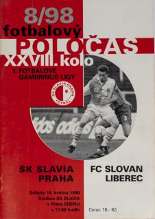 Fotbalový POLOČAS SK SLAVIA PRAHA vs. FC Slovan liberec, 8/98