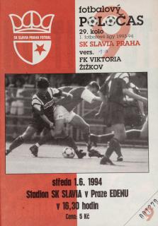 Fotbalový POLOČAS SK SLAVIA PRAHA vs.FK Viktoria Žižkov , 1994 II