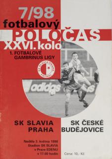 Fotbalový POLOČAS SK SLAVIA PRAHA vs. SK České Budějovice, 7/98