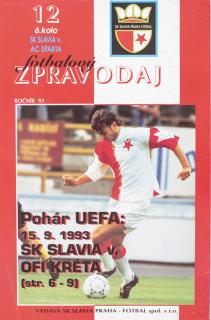 Fotbalový zpravodaj 6.kolo SK Slavia vs. Sparta, ročník 93