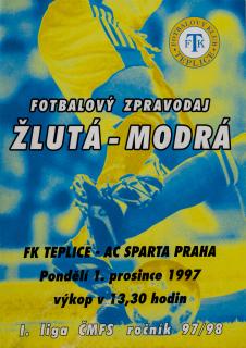 Fotbalový zpravodaj ˇŽlutá-modrá, FK Teplice vs. Sparta Praha,  1997