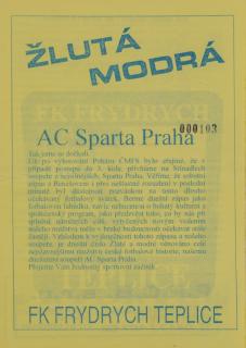 Fotbalový zpravodaj ˇŽlutá-modrá, FK Teplice vs. Sparta Praha,  ????