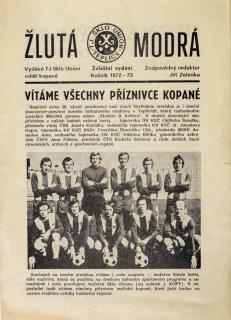 Fotbalový zpravodaj ˇŽlutá-modrá, SU Teplice v. Slavia Sofie, 1973