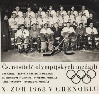 Foto hokej Československo, X. ZOH 1968, Grenoble