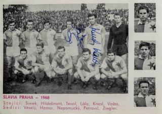 Foto propagační fotbal, Slavia Praha, 1968, autogramy, 2