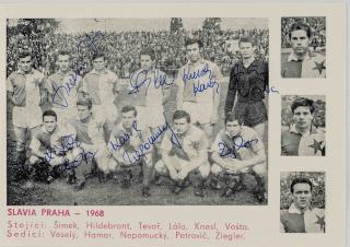 Foto propagační fotbal, Slavia Praha, 1968, autogramy