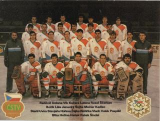 Fotografie - tiskovina, tým hokej ČSSR, Calgary, 1988