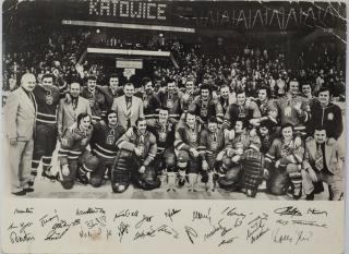 Fotografie  velká, hokej ČSSR, MS 1976, Katowice