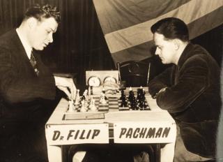 Fotopohlednice čs spartakiáda 1955, Dr. Filip a Pachman