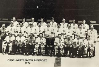 Fotopohlednice  velká, hokej ČSSR, MS 1977