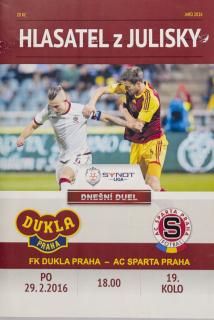 Hlasatel z Julisky,  FK Dukla Praha v. AC. Sparta Praha, 2016