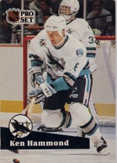 Hokejová kartička, Ken Hammond , San Jose Sharks, 1991