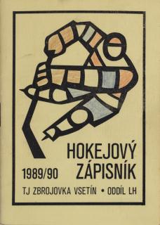 Hokejový zápisník 1989/1990 TJ Zbrojovka Vsetín